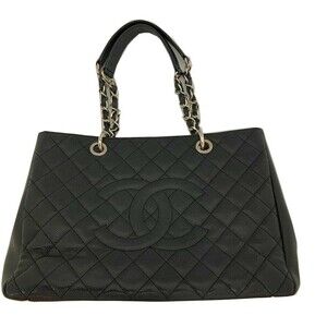 CHANEL Chain Tote Bag GST Coco Mark Caviar Skin Black